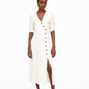 ZARA Trafaluc Off White Button Down Dress